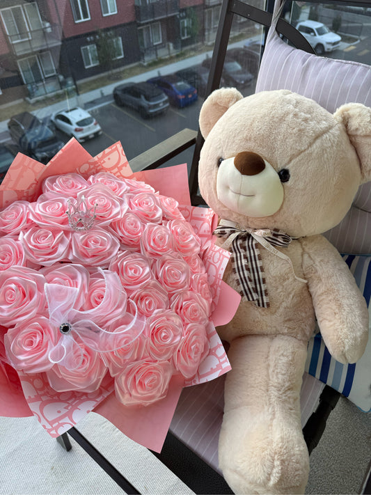 Pink Ribbon Roses – 30 Handmade Roses